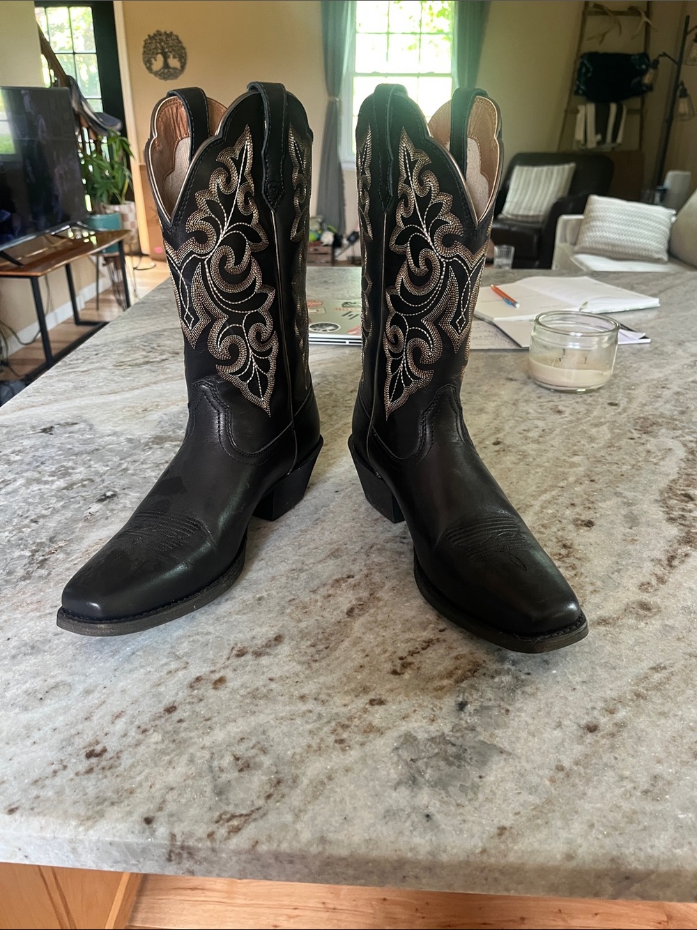 Ariat Round Up Square Toe Limousine Black 4LR technology,Duratread sole,stitch - Picture 4 of 14